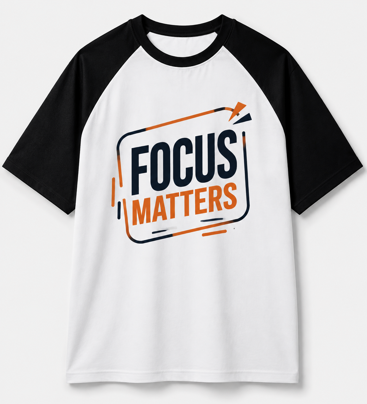 Focus Matters Raglan T-Shirt – White & Black