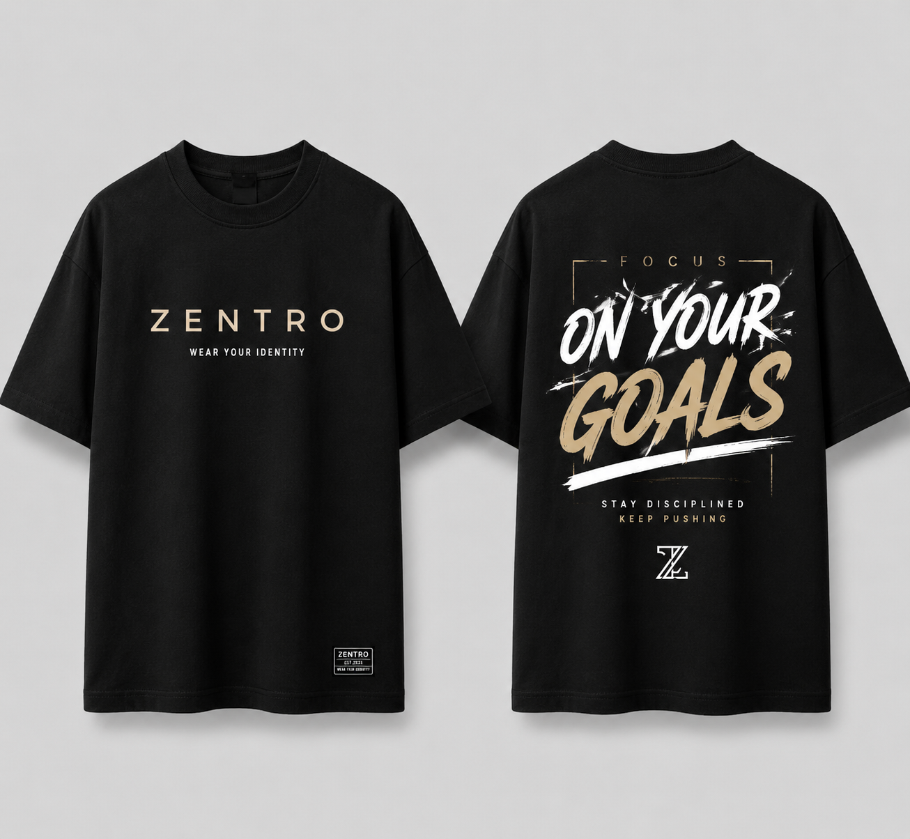 ZENTRO Focus On Your Goals Oversized T-Shirt – Black